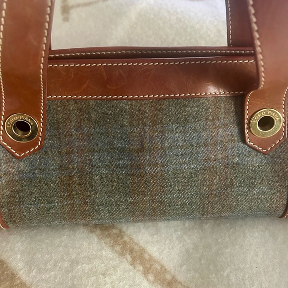 Rare Loro Piana Brown & Plaid Blue Leather Handbag - Picture 7 of 15